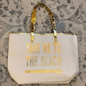 Take Me To The Beach Gold Beach Bag Tote